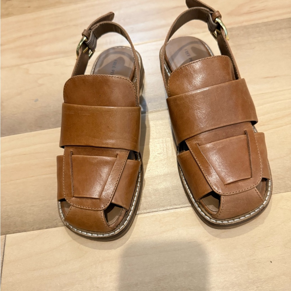 Free People Tan Leather Flats
